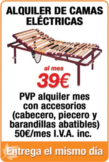 ALQUILER CAMAS ARTICULADAS DE HOSPITAL