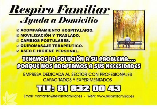 Ayuda a domicilio en Madrid Respiro Familiar